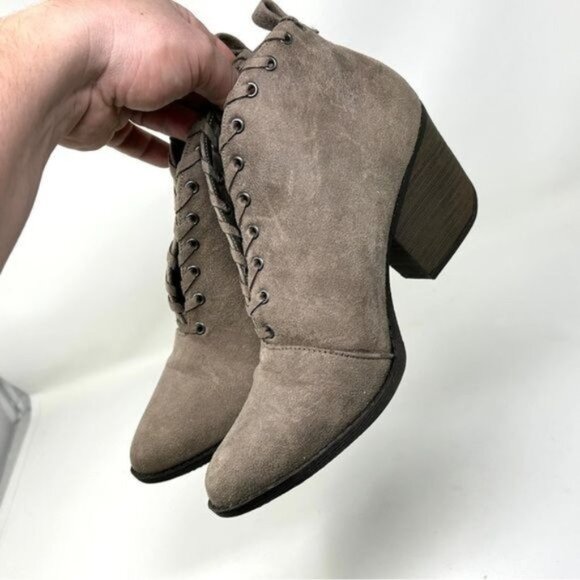 coconuts by matisse | bamba whipstitch boots taupe vegan suede 8 like new - Picture 9 of 12